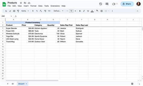 google sheets .